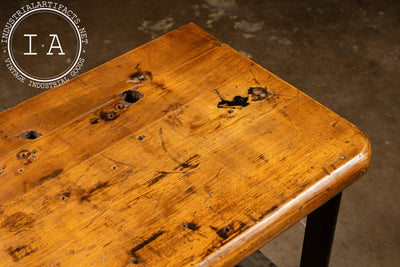 Vintage Industrial Butcher Block Table with Cast Iron Legs