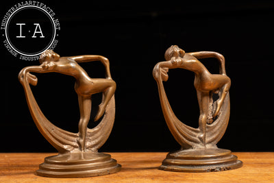 Cast Brass Art Deco Scarf Dancer Bookends
