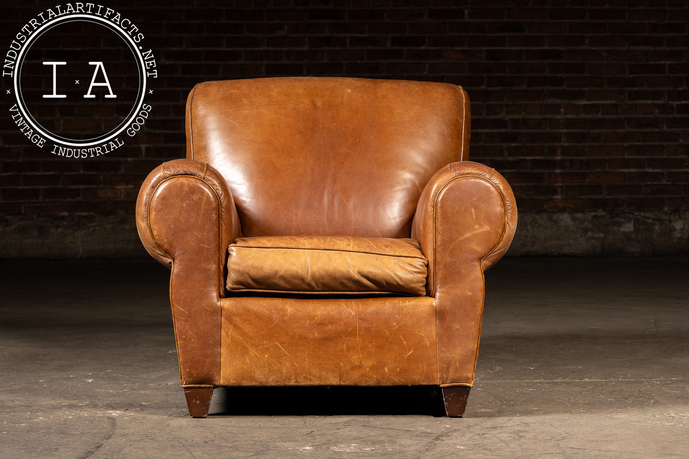 Vintage Leather Club Chair and Ottoman