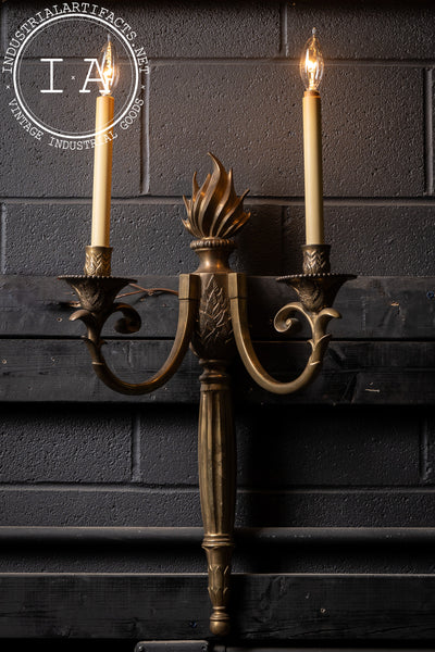 Early 20th Century Empire Revival Bronze Two-Light Wall Sconce
