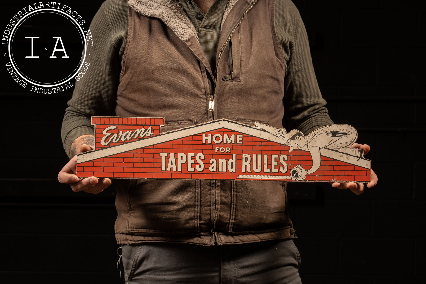 Evans Script Sign Vintage Evans “Home for Tapes and Rules” Masonite Hardware Store Sign ...
