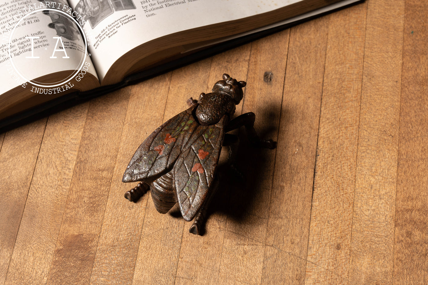 Vintage Hand-Painted Cast Iron Fly Ashtray