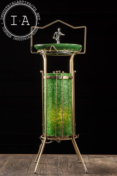 MCM Art Deco-Inspired Spaghetti Lamp Ashtray Stand in Green