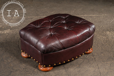 Tufted Churchill Style Recliner with Ottoman in Oxblood