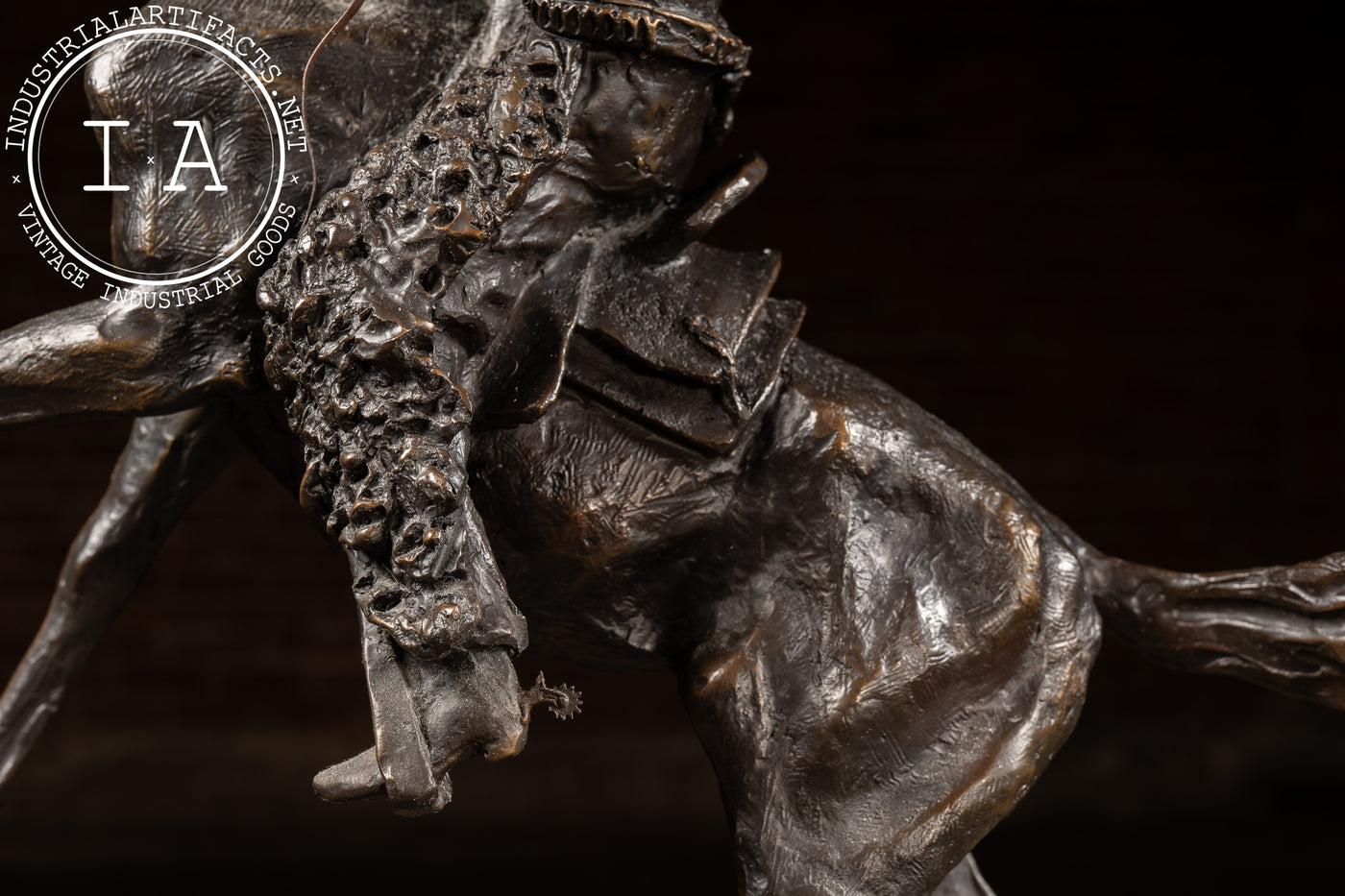 Smokin' Up | 1903 C. M. Russel Bronze Statue on Plaque, Signed and Dated