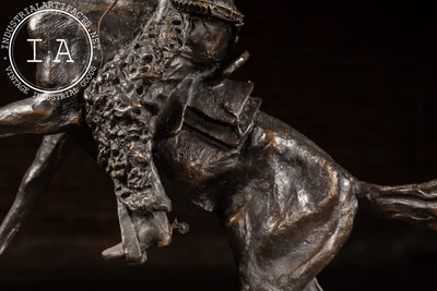 Smokin' Up | 1903 C. M. Russel Bronze Statue on Plaque, Signed and Dated