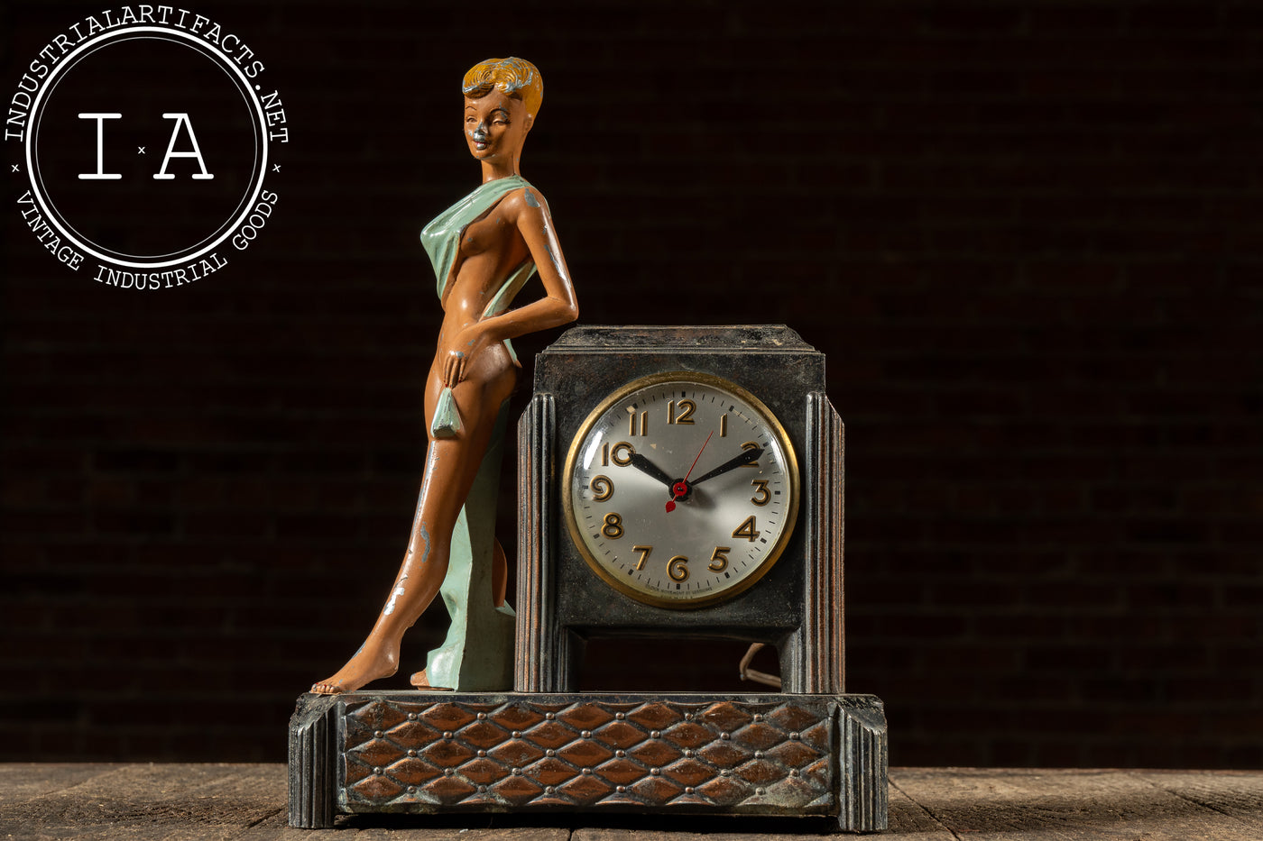 Art Deco Figural Electric Mantel Clock by Sessions