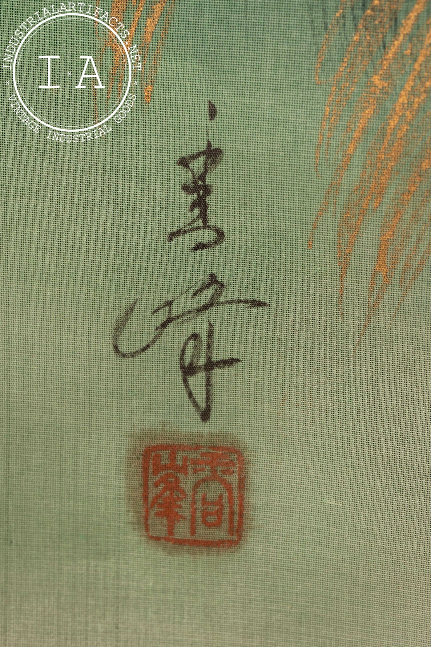 Peacocks and Peonies Kakejiku Hanging Silkscreen Scroll Painting