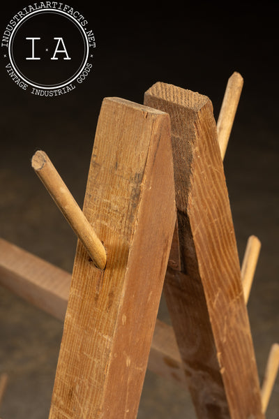 Antique Wooden A-Frame Drying Rack with Pegs