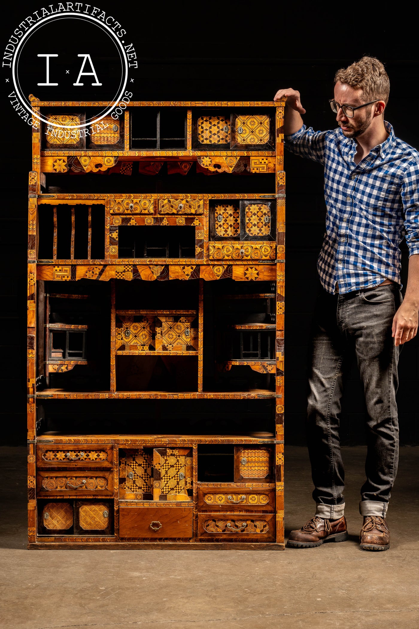 Early Meiji Period Japanese Elm Shadona Cabinet