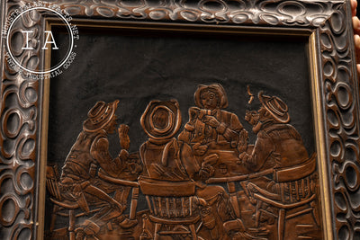 Cowboys Gambling | Framed Repoussé Copper Art Piece