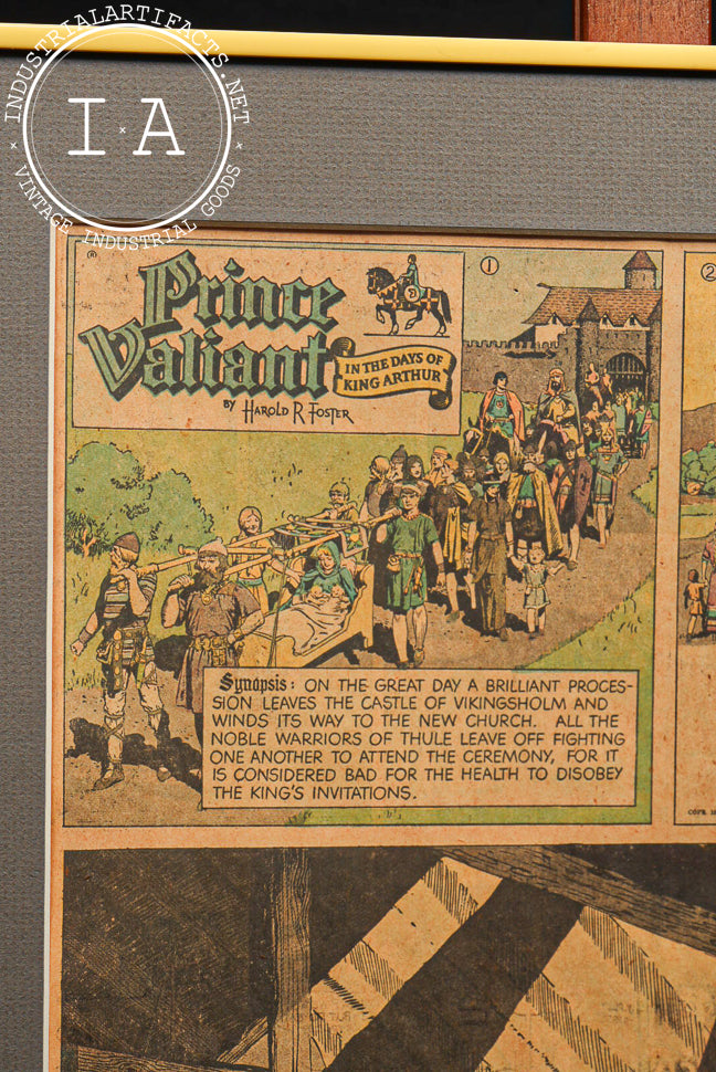 Vintage Framed Prince Valiant Comic Page by Hal Foster