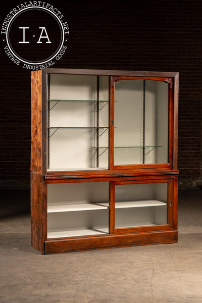 Early 20th Century Oak Display Cabinet with White Interior