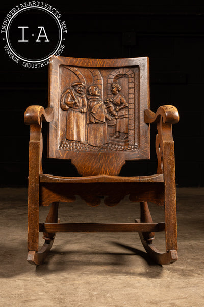 Early 20th Century Carved Oak Rocking Chair