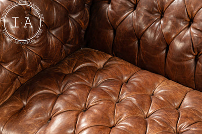 Vintage Double-Sided Leather Chesterfield Sofa in Caramel