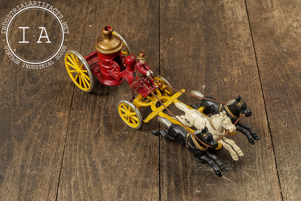 Kenton Cast Iron Horse Drawn Fire Pumper with Driver