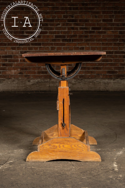 Small Antique Adjustable Wooden Drafting Table