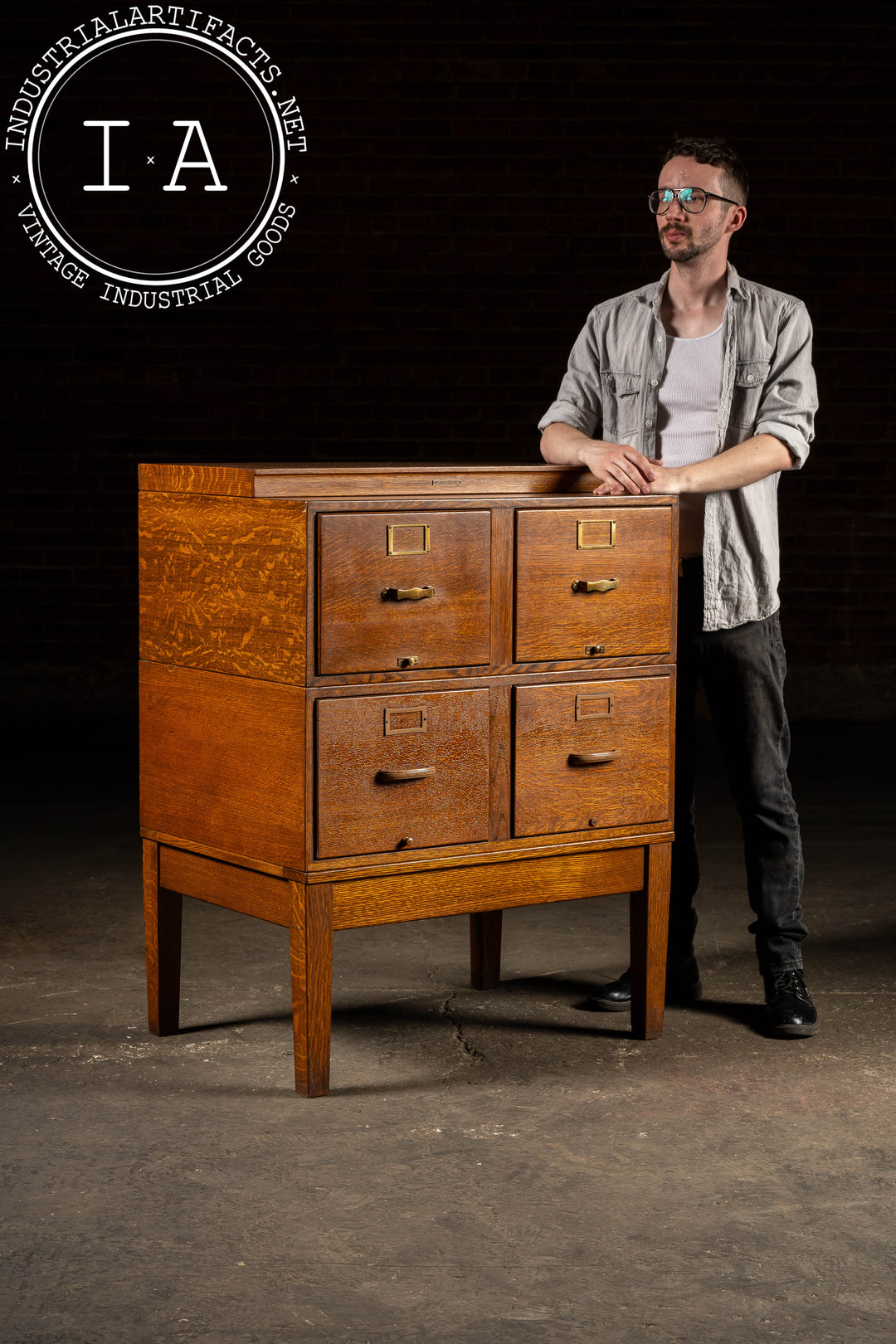 Antique Oak Filing Cabinet by Gaylord Bros. – Industrial Artifacts