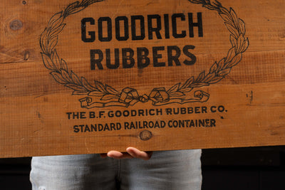 Vintage Goodrich Rubbers Rail Shipping Crate Panel