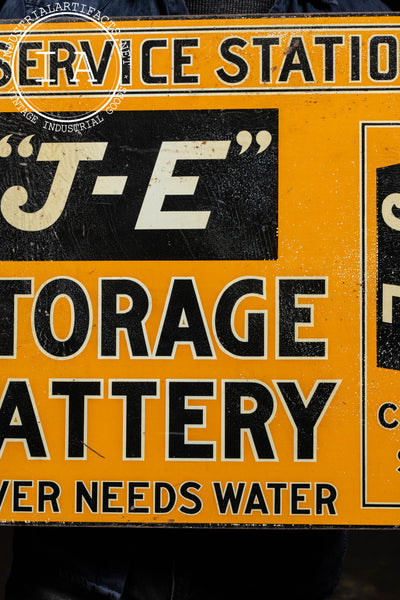 Early 20th Century "J-E" Storage Battery Flange Sign