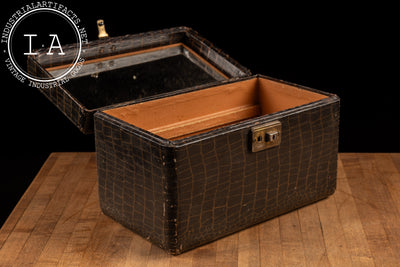 Crocodile Embossed Leather Vanity or Train Case