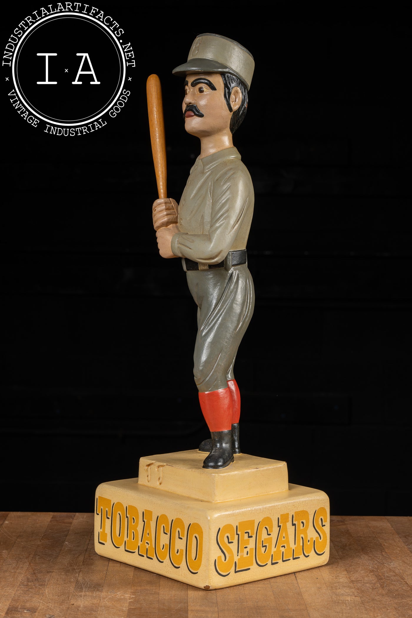 Antique Baseball Player Tobacco Advertising Statue