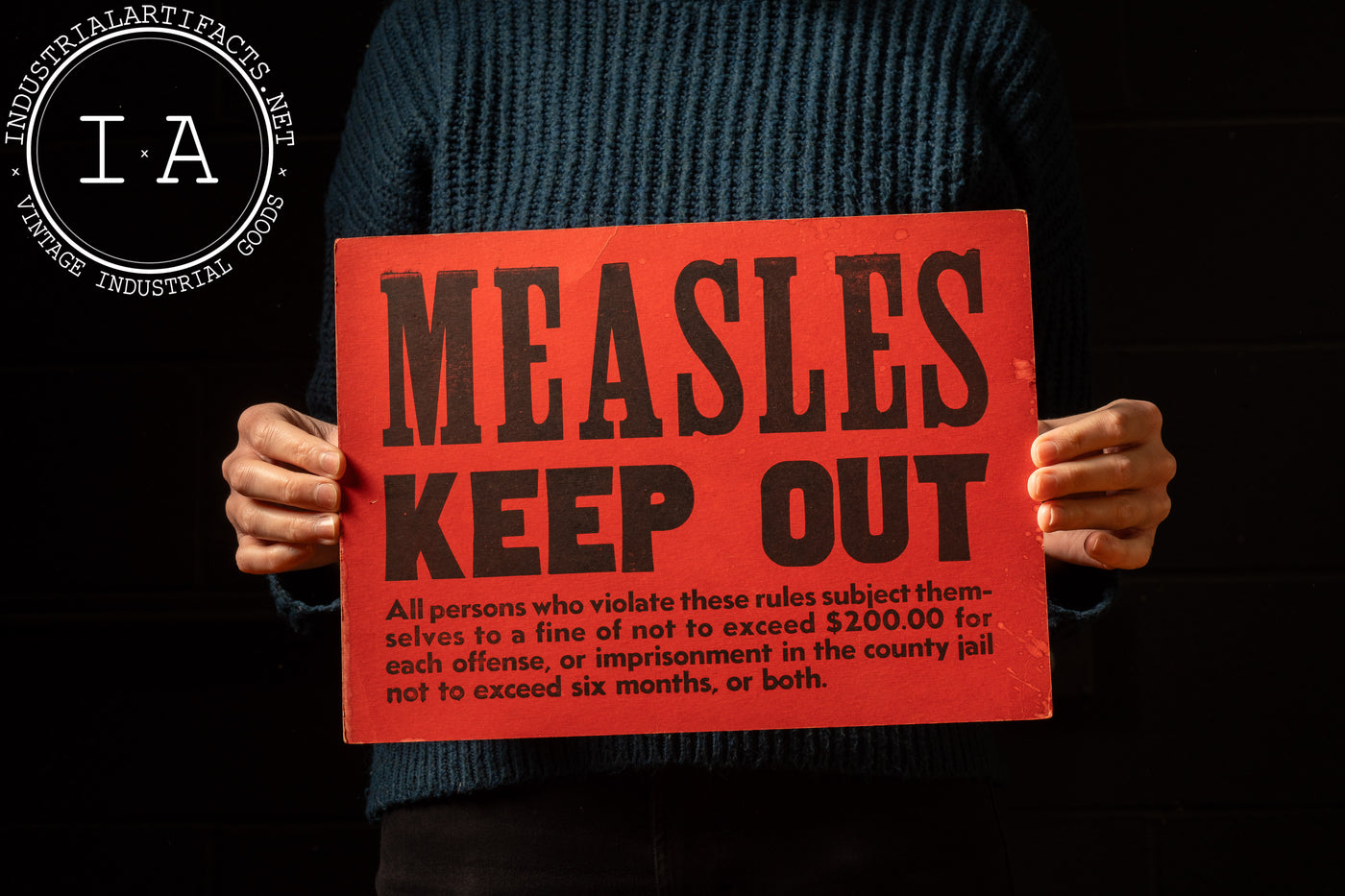 Vintage Cardstock Measles Quarantine Warning Sign