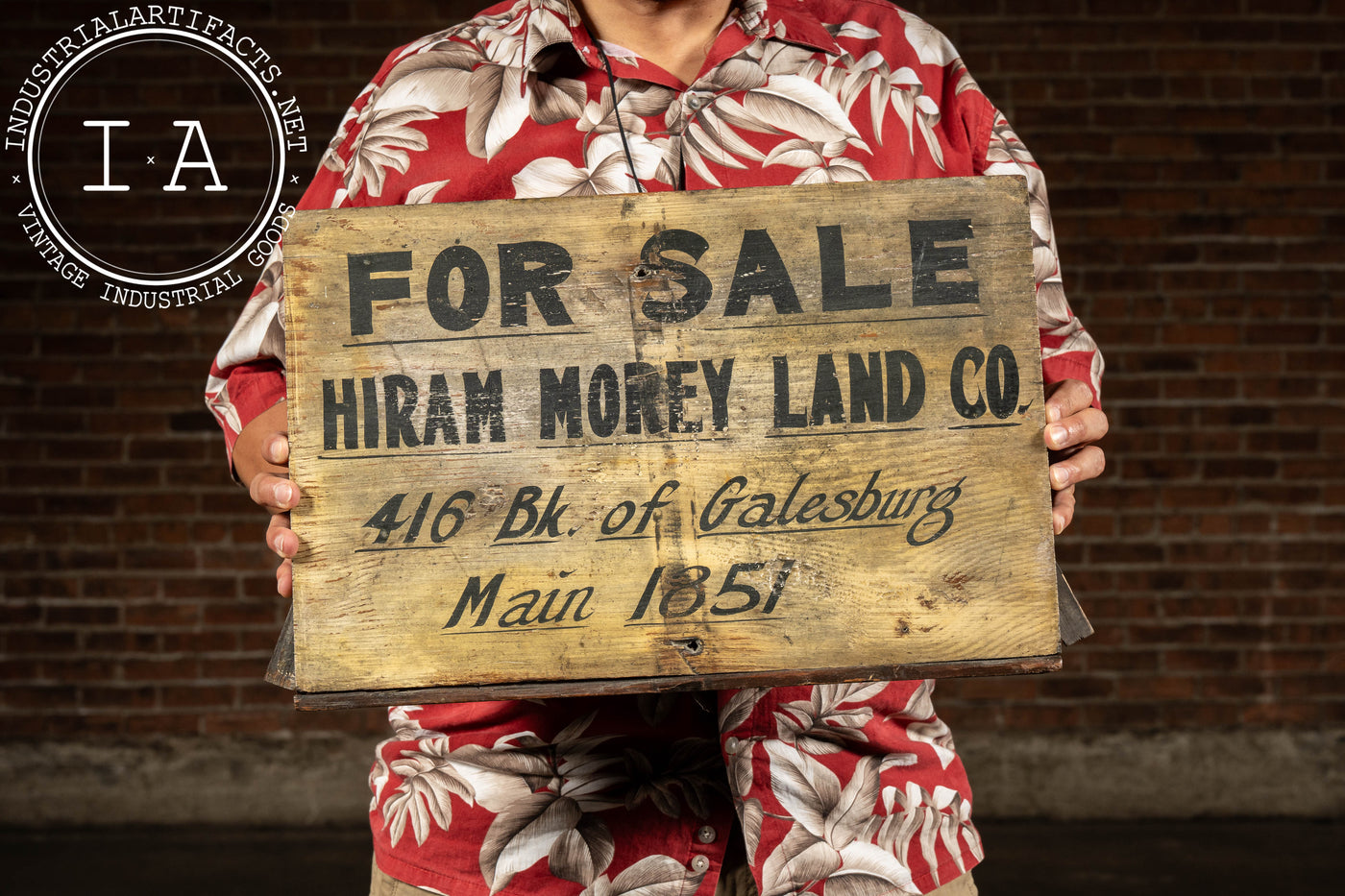 Early 20th Century Hiram Morey Real Estate Hand-Painted Wooden Trade Sign