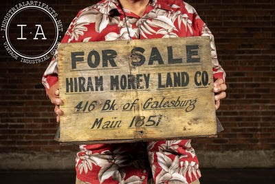 Early 20th Century Hiram Morey Real Estate Hand-Painted Wooden Trade Sign