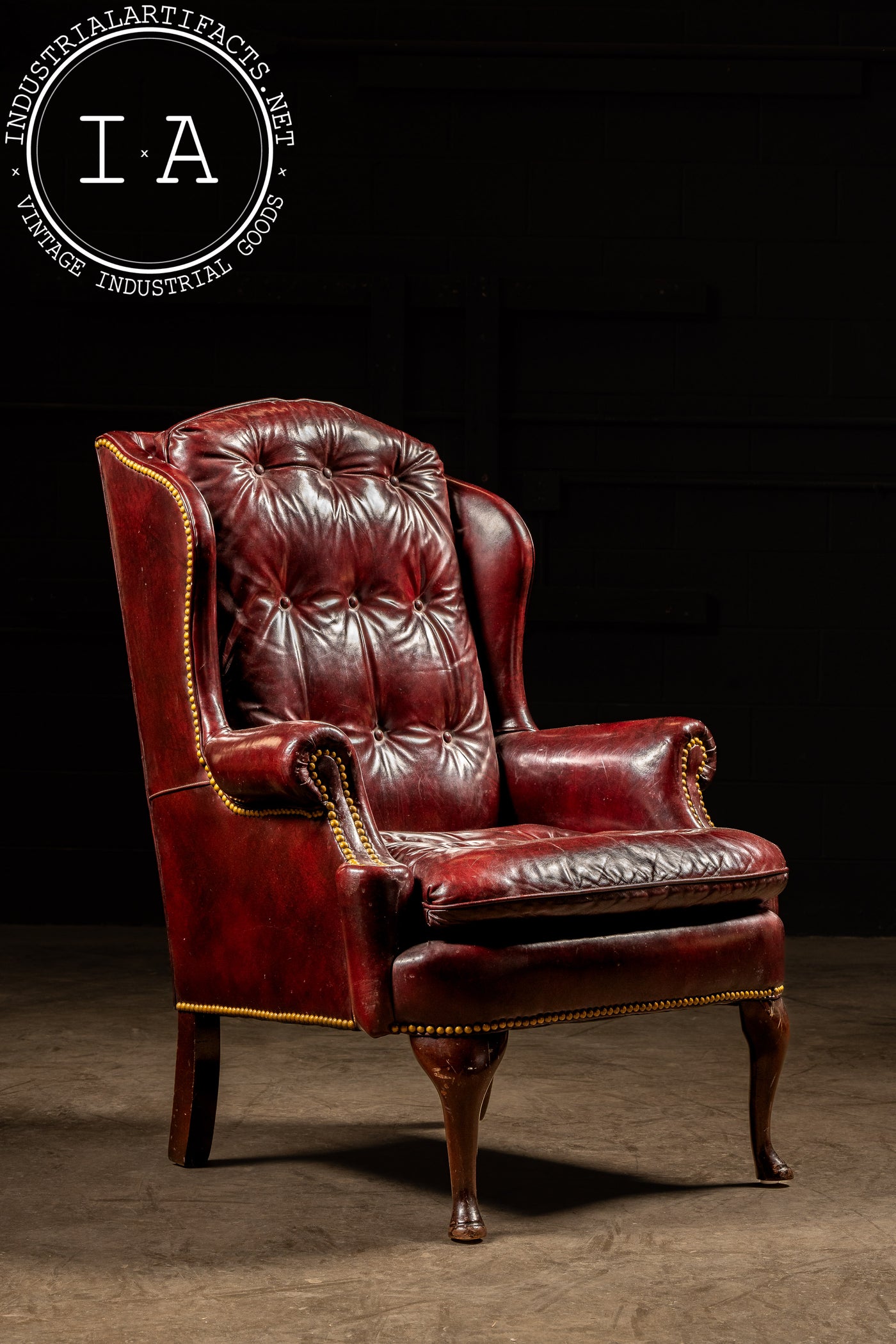 Vintage Tufted Leather Chesterfield Armchair in Oxblood