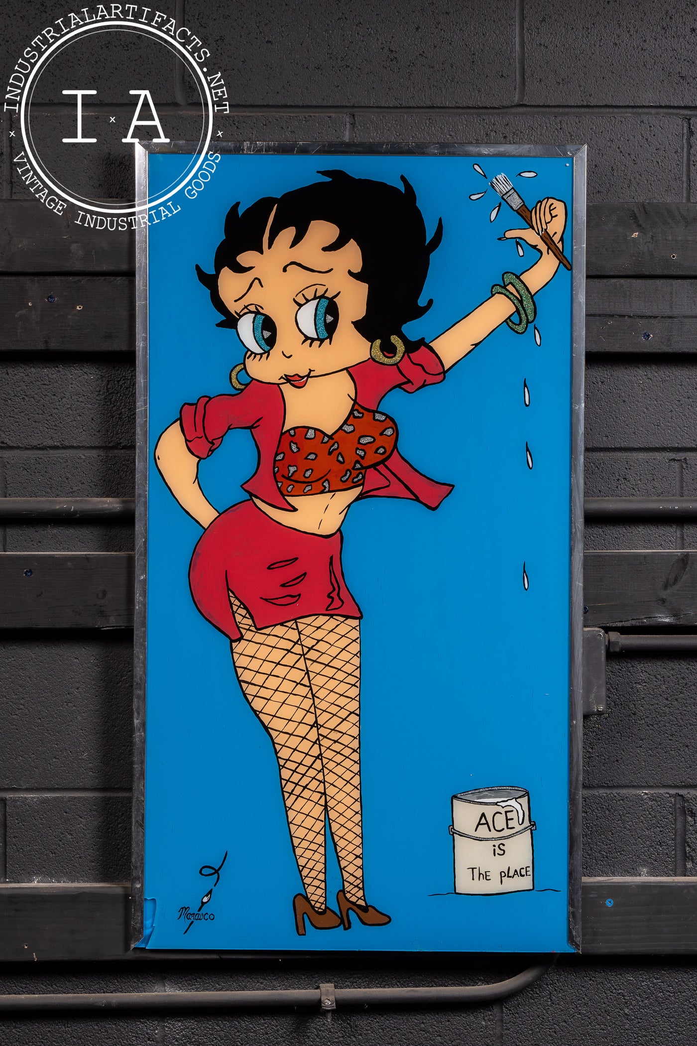 Betty Boop | Reverse On Glass Painting, Signed