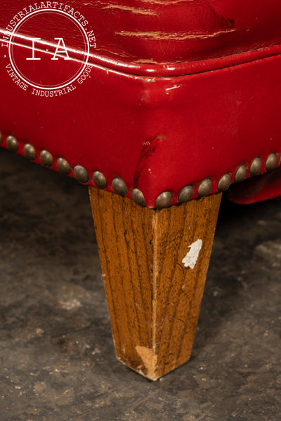 Vintage Tufted Leather Lounge Chair in Candy Apple Red
