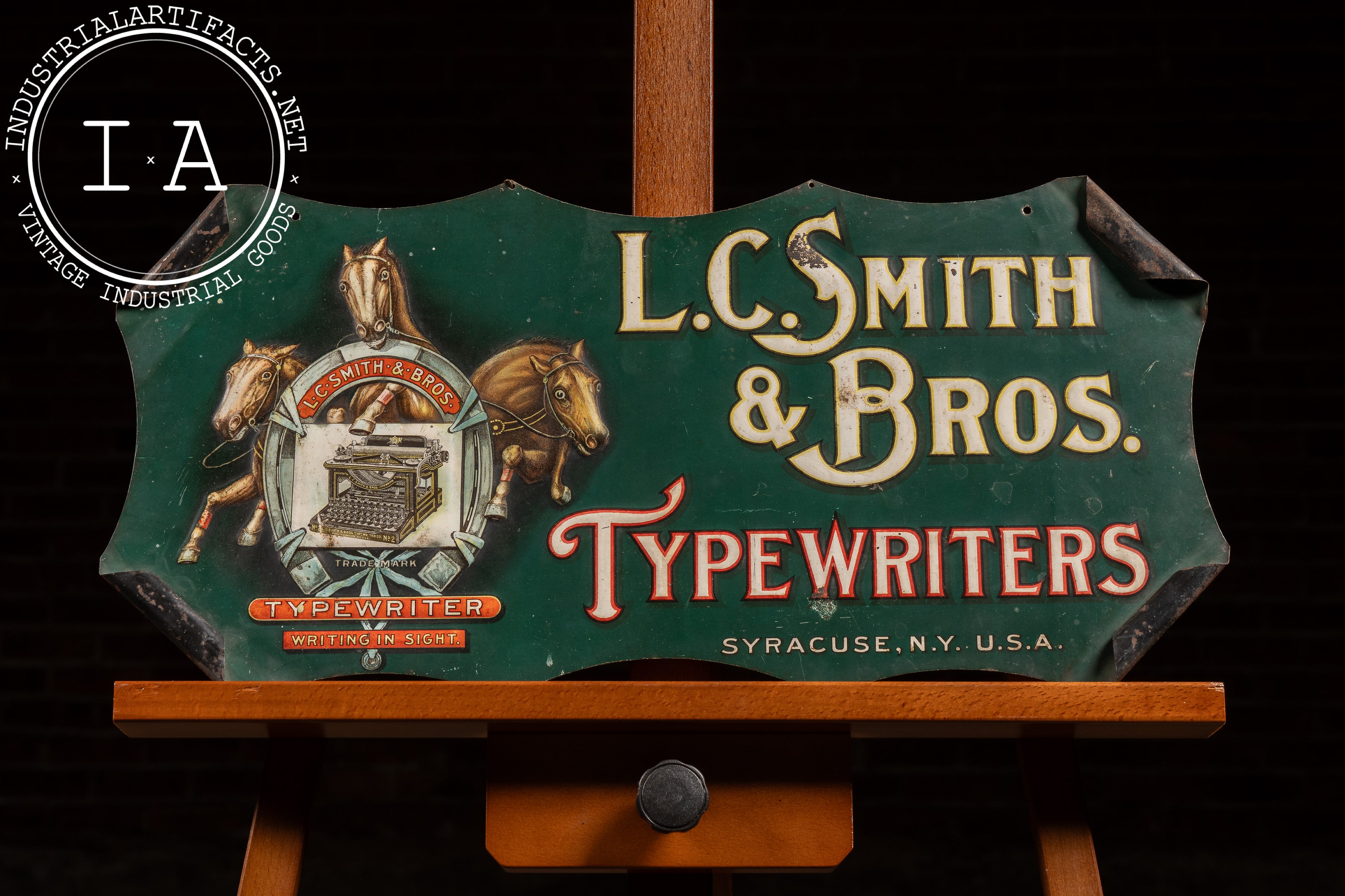 Antique L. C. Smith Typewriters Self-Framed Tin Litho Sign – Industrial ...
