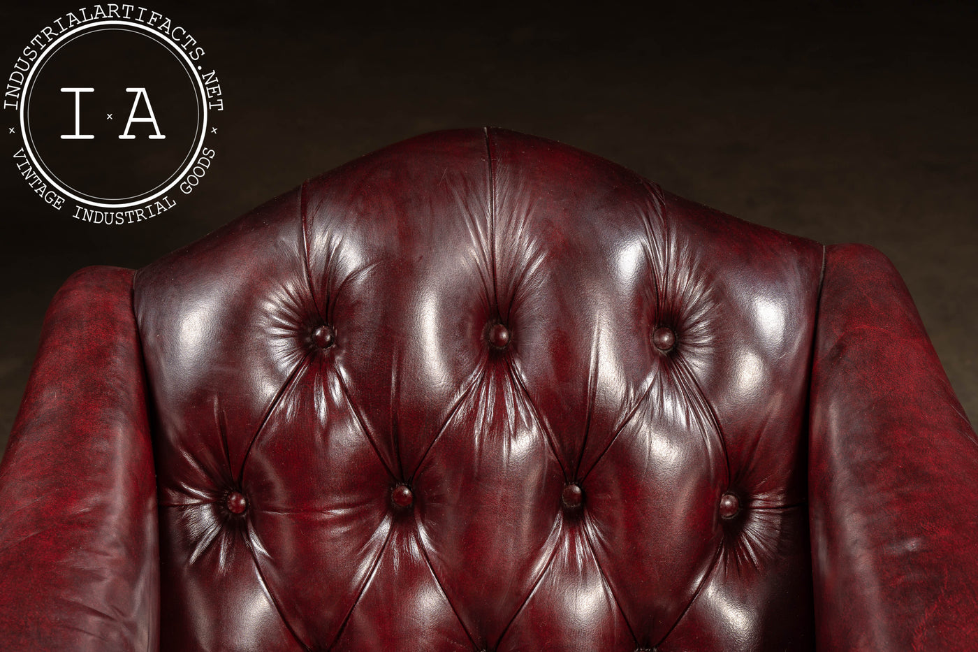Vintage Burgundy Tufted Leather Chesterfield Club Chair
