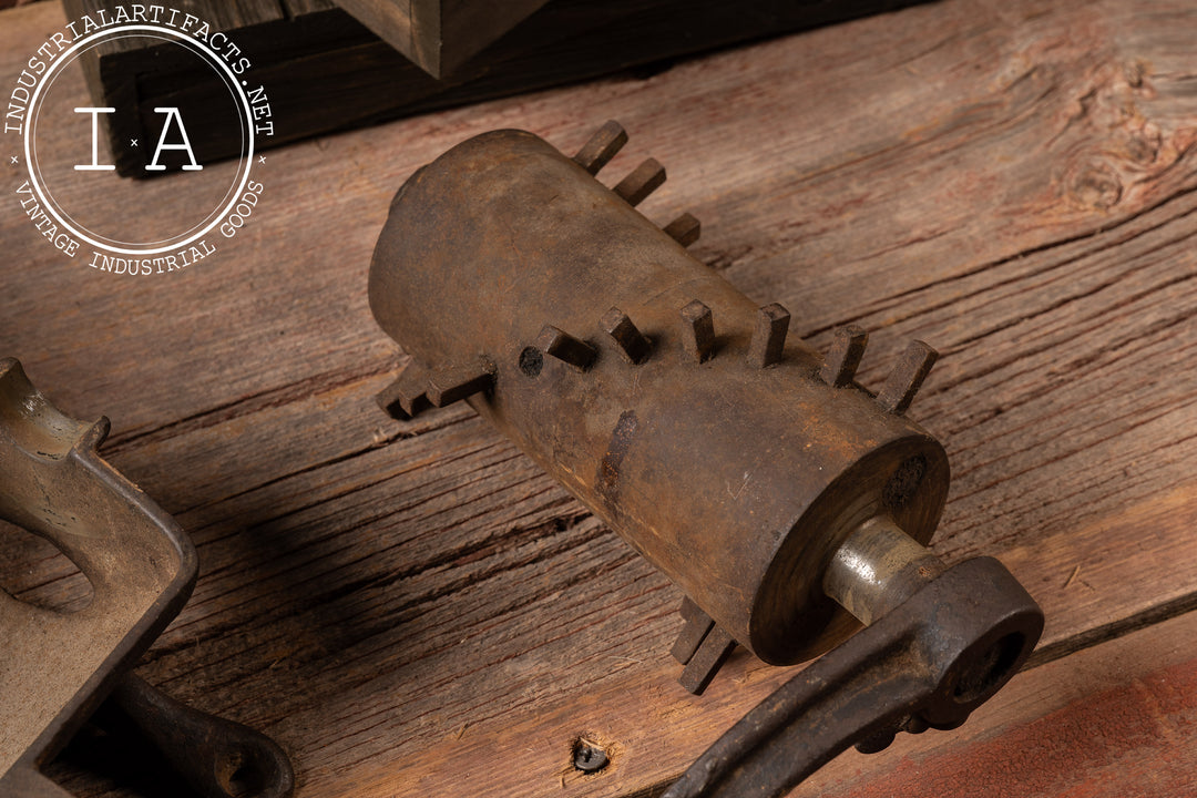 Antique Cast Iron Tobacco Grinder with Hand Crank – Industrial Artifacts