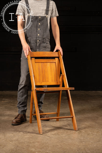 Antique Wooden Slat Folding Chair