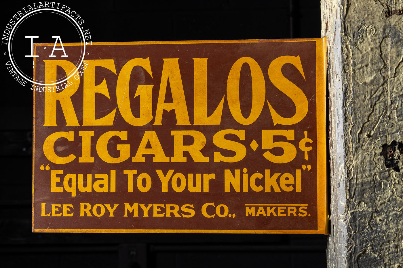 Antique Regalos Cigars Double-Sided Tin Flange Sign