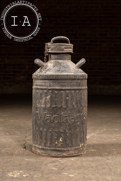 Vintage "Wadhams" 10-Gallon Steel Oil Can by Ellisco