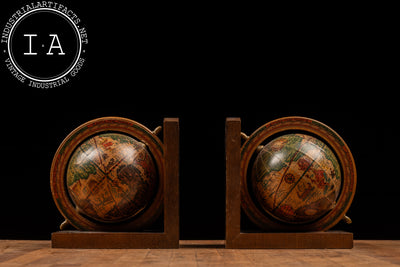 c. 1970 Italian Revolving Globe Bookends