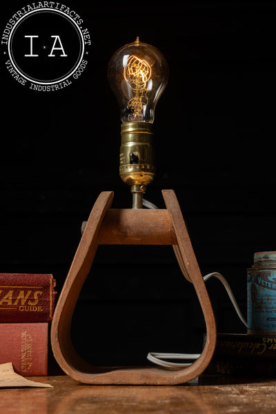 Vintage Monogrammed Western-Inspired Wooden Yoke Lamp