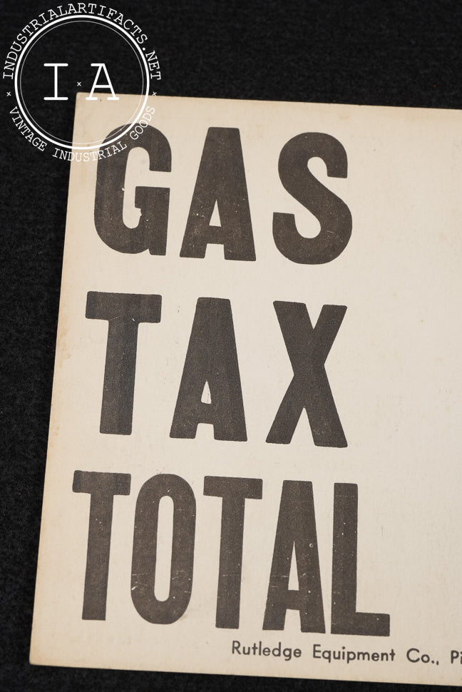 Vintage Cardstock Double-Sided Gas Price Tax Sign