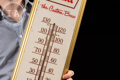 Vintage Meister Bräu Tin Litho Advertising Thermometer