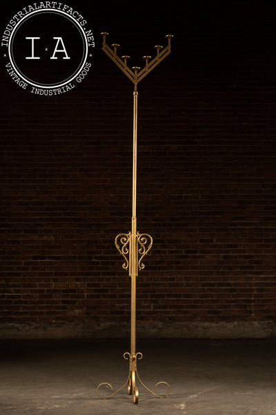 Vintage Gold-Painted Adjustable Floor Candelabra