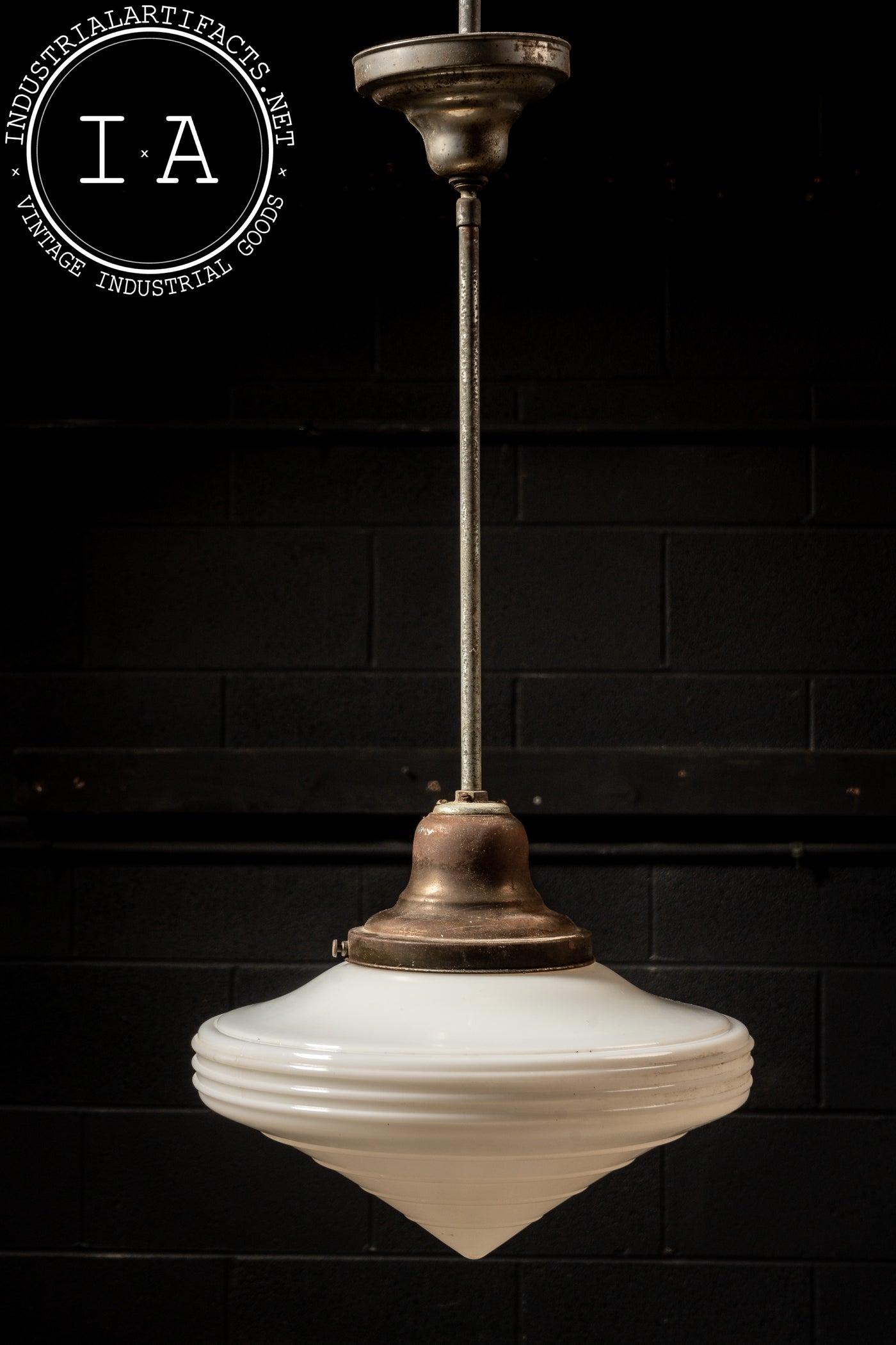 Antique Schoolhouse Ceiling Lamp with Medium Shade