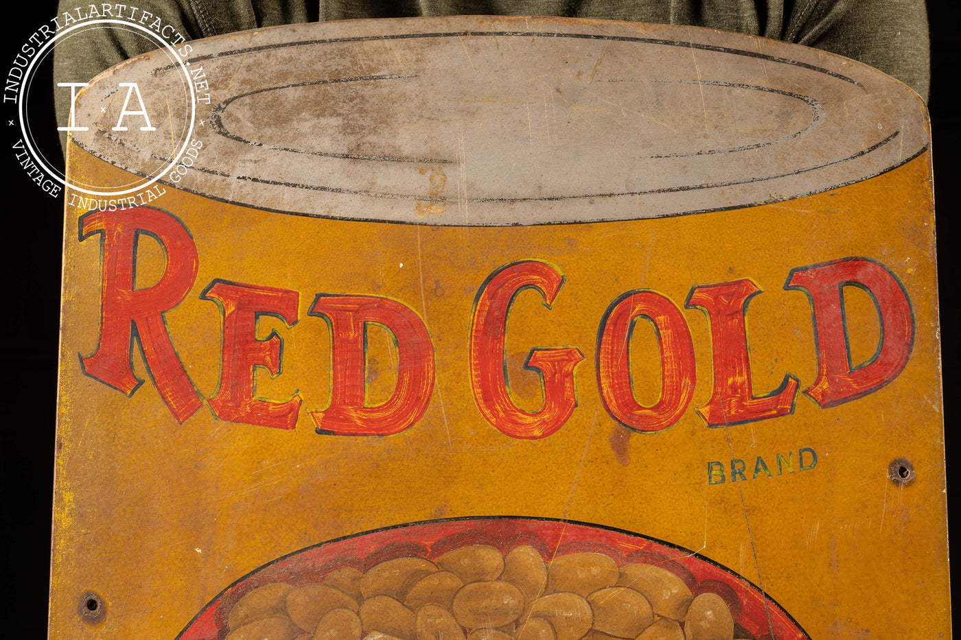 Heavy Painted Steel Red Gold Advertising Sign - Pork and Beans