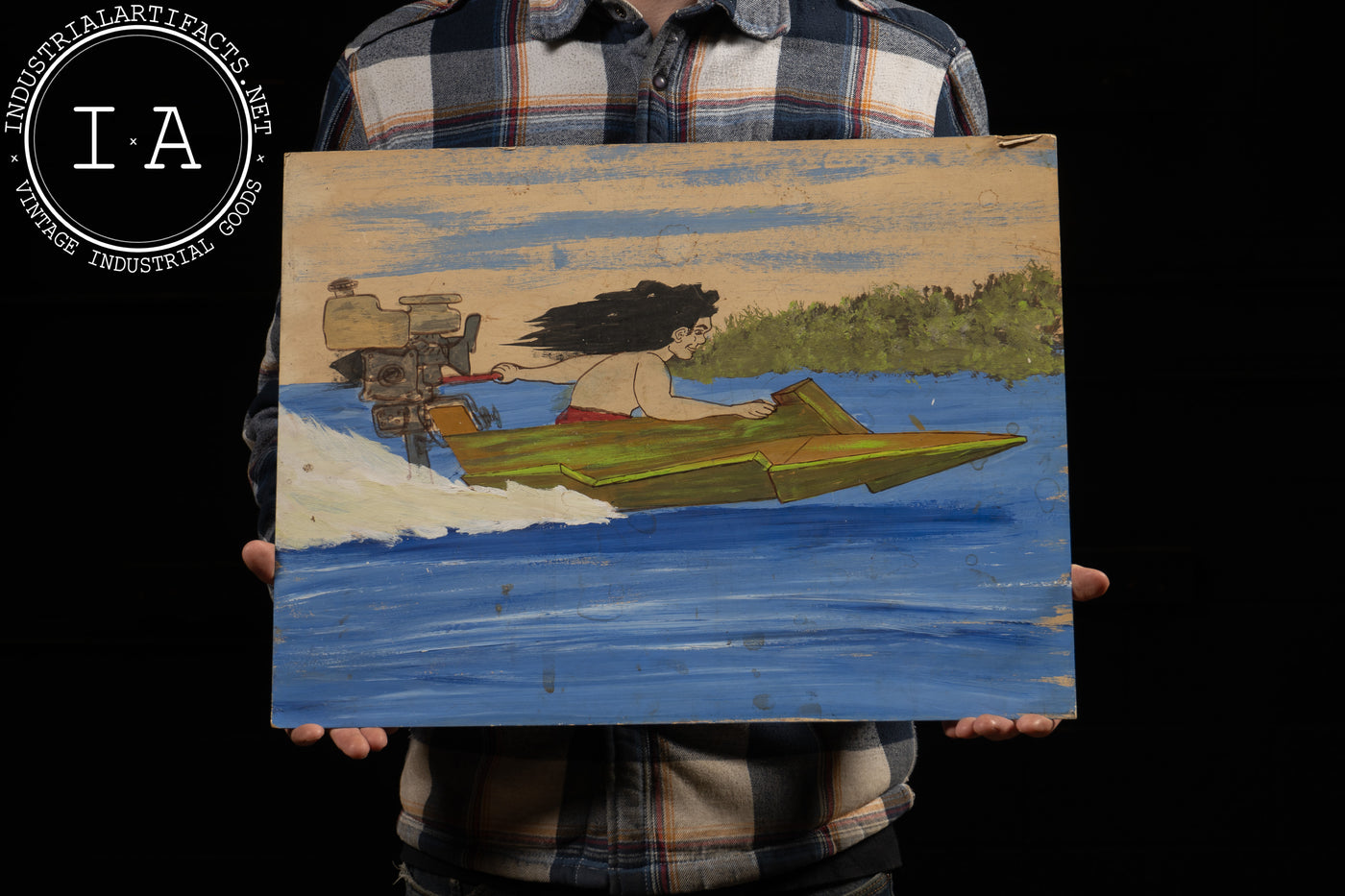 Boater Outsider Art Painting | Unsigned