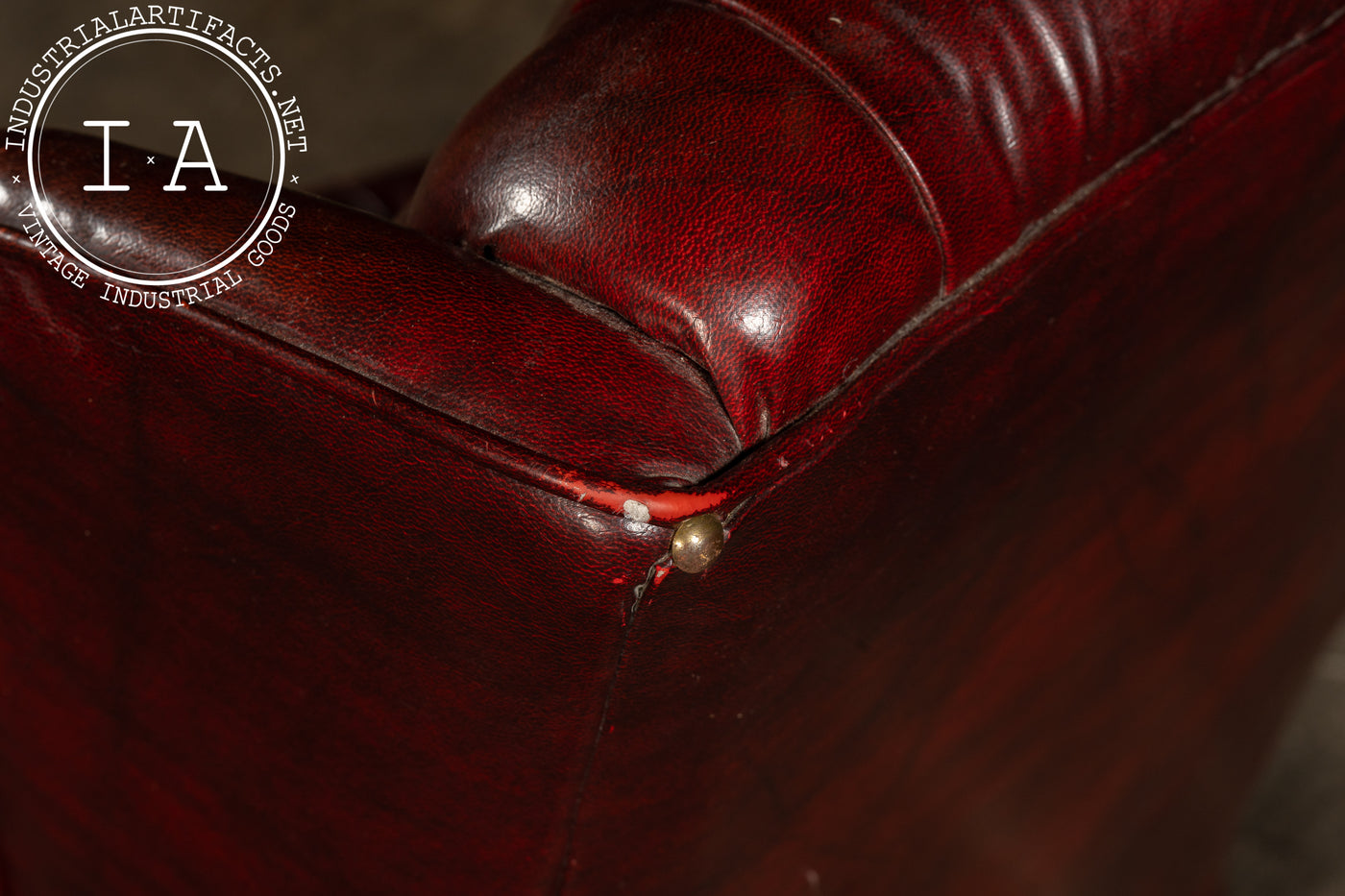 Vintage Tufted Leather Wingback Chesterfield Armchair in Oxblood