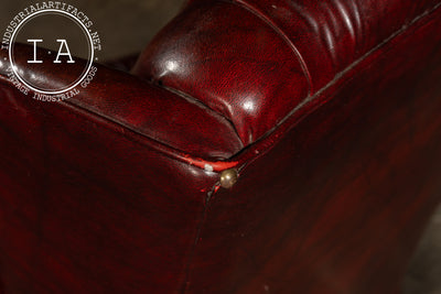 Vintage Tufted Leather Wingback Chesterfield Armchair in Oxblood
