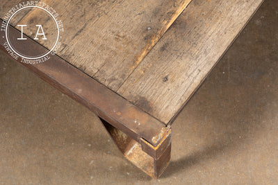 Antique Industrial Wood and Cast Iron Pallet Coffee Table