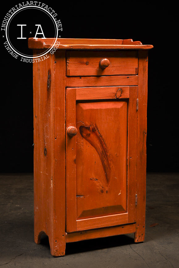 Antique Rustic Pine One-Door Cabinet